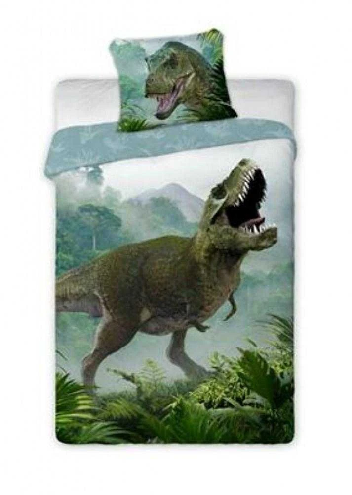 MCU Patalynė bawełniana 140x200 Dinozaur t rex 002 žalia poszewka 70x90