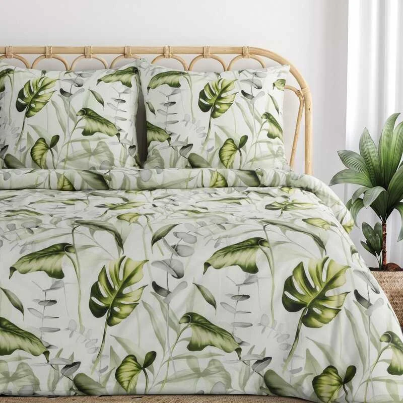 Patalynės komplektas Eurofirany Patalynė bawełniana 140x200 Ellen liście žalia BAW25