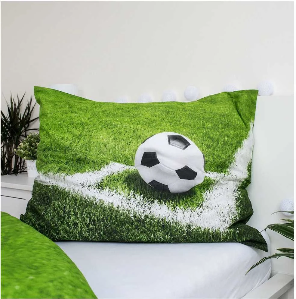 Patalynė bawełniana 140x200 Futbolo kamuolys boisko Football žalia ball 4317 młodzieżowa piłkarska kibica