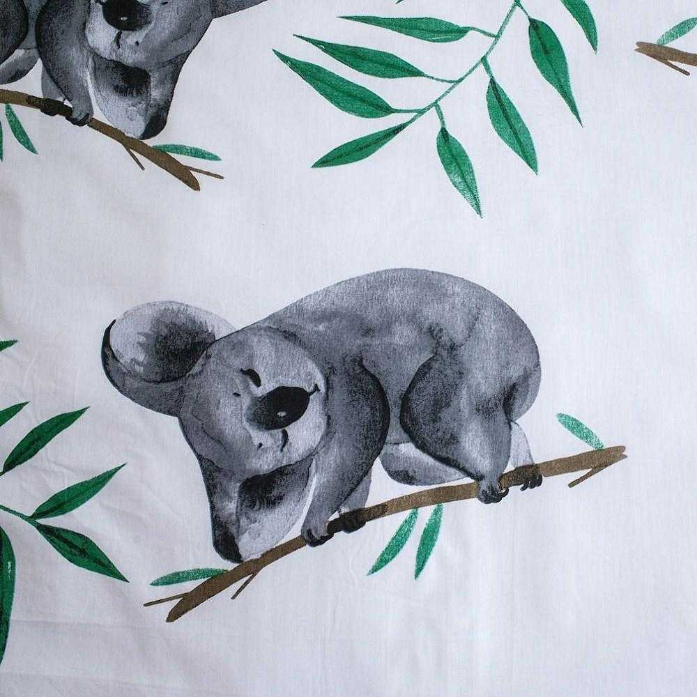 Patalynė bawełniana 140x200 Koala Misie liście palmy 8469 poszewka 70x90 žalia smėlio sp.
