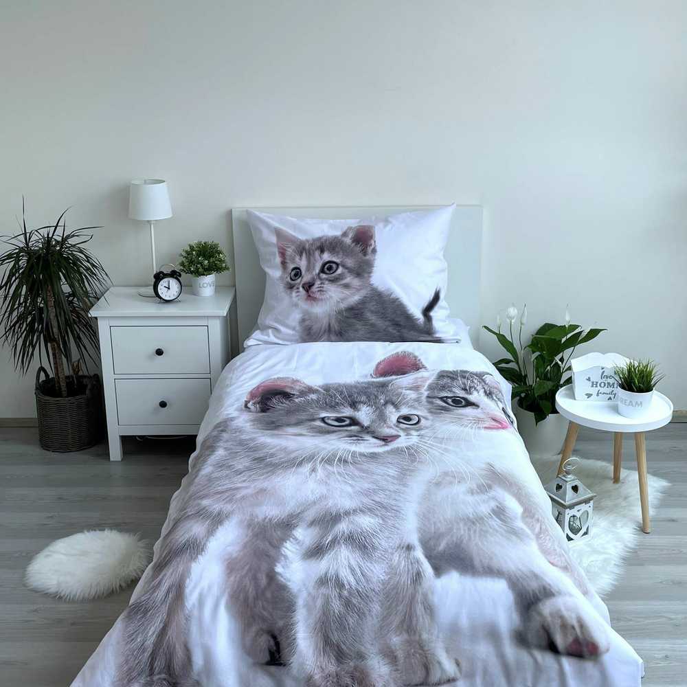 Patalynė medvilnė 140x200 Kotki kitty cat ball 6572 pagalvės užvalkalas 70x90