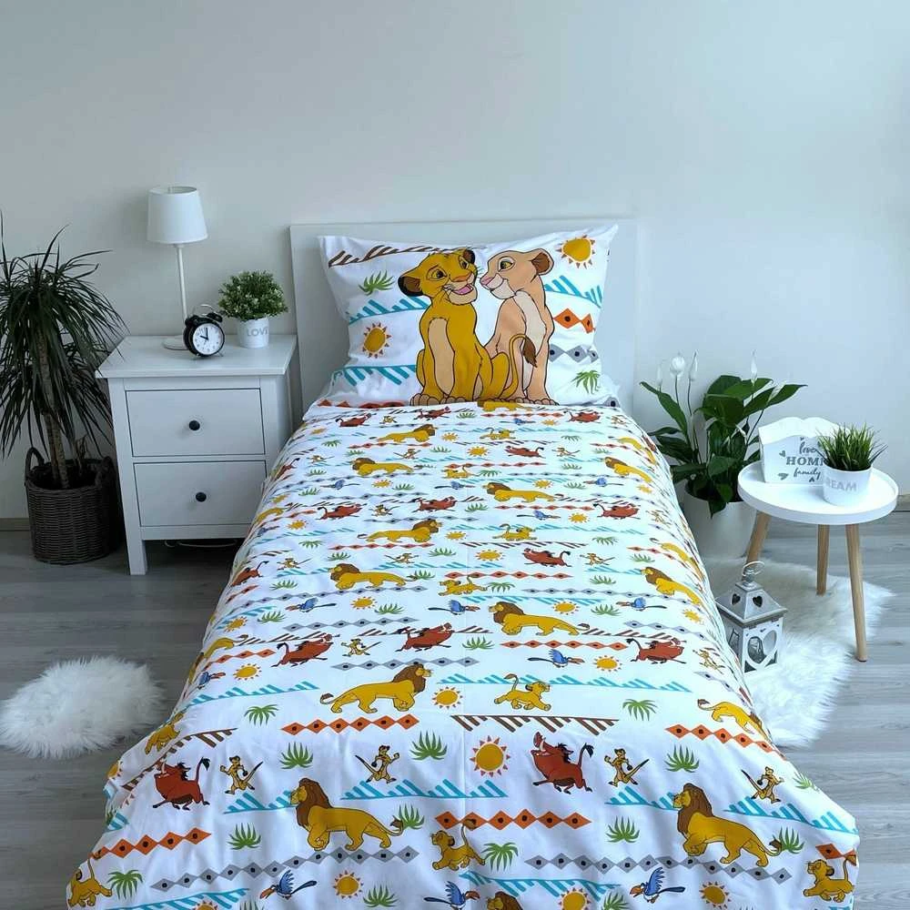 Jerry Fabrics Medvilninė patalynė The Lion King Disney Simba 140x200 vaikiškas antklodės užvalkalas pagalvės užvalkalui