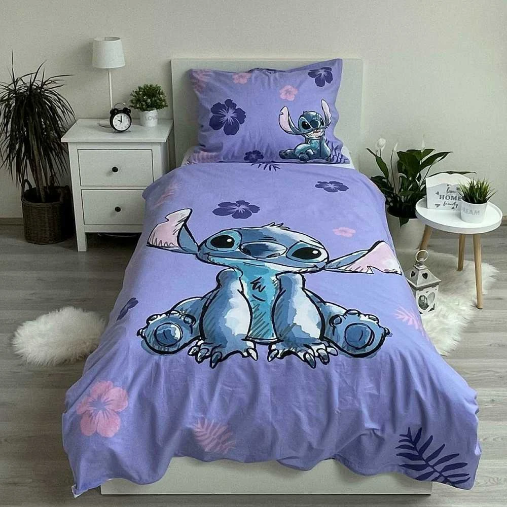 Patalynė bawełniana 140x200 Lilo i Stitch violetinė poszewka 70x90 JF 02