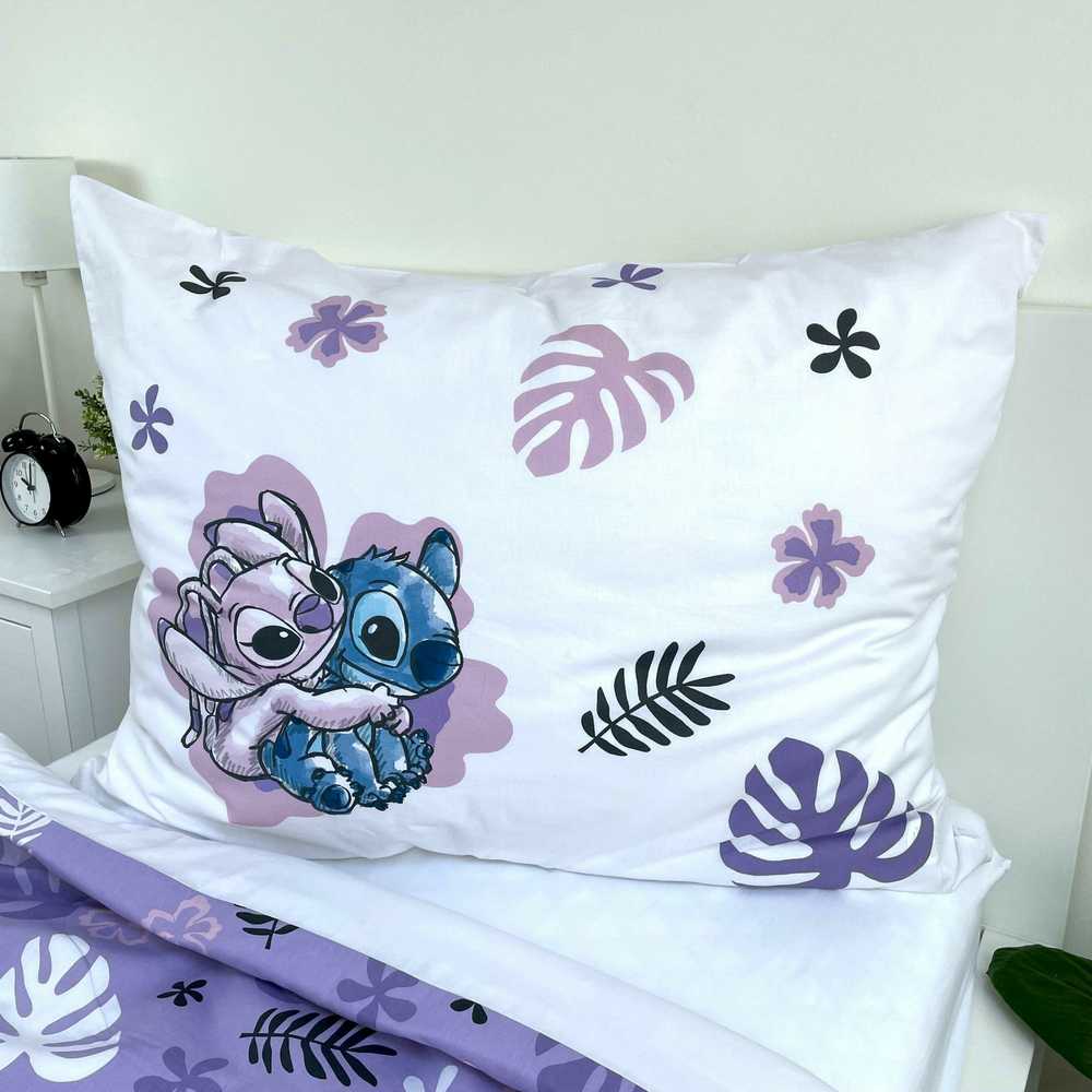 Patalynė bawełniana 140x200 Lilo i Stitch balta violetinė poszewka 70x90 August 23