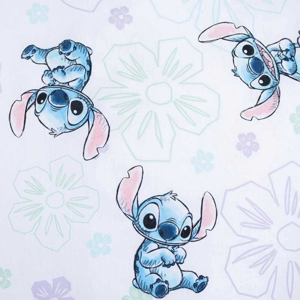 Patalynė bawełniana 140x200 Lilo I Stitch Ohana balta mėlyna poszewka 70x90 Jf24