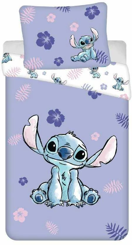 Patalynė bawełniana 140x200 Lilo i Stitch violetinė poszewka 70x90 JF 02