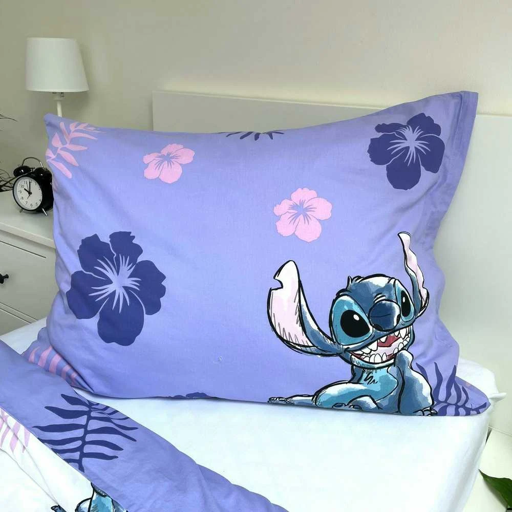 Patalynė bawełniana 140x200 Lilo i Stitch violetinė poszewka 70x90 JF 02