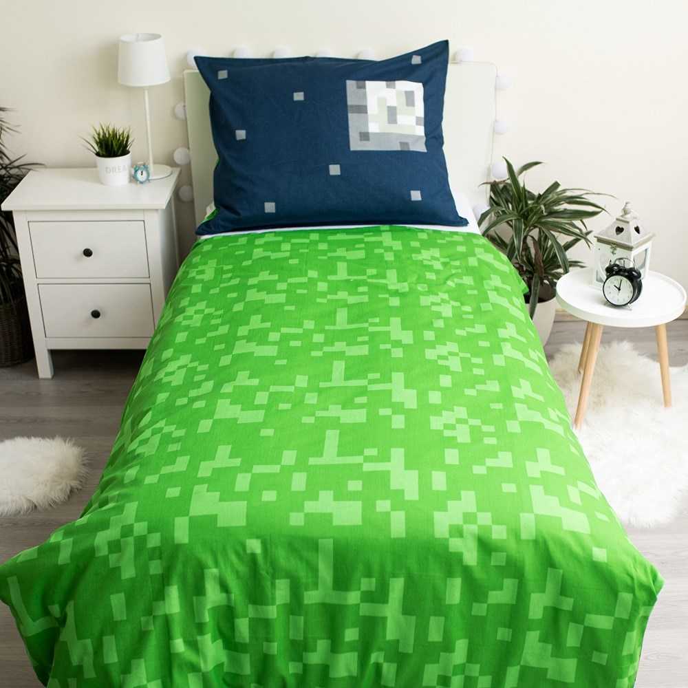 Patalynė bawełniana 140x200 Minecraft 1216 Sssleep Tight poszewka 70x90 JF 02