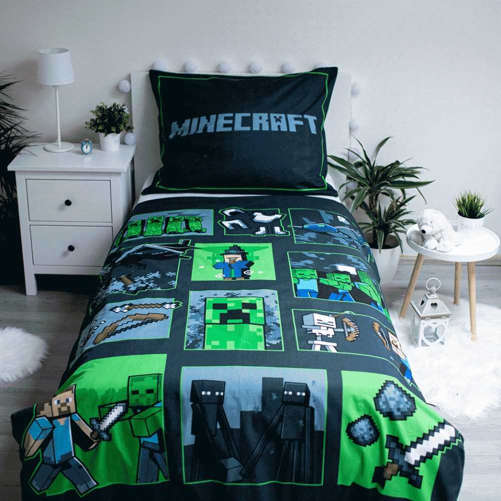 Patalynė bawełniana 140x200 Minecraft 1384 Survival Mode poszewka 70x90 JF 02
