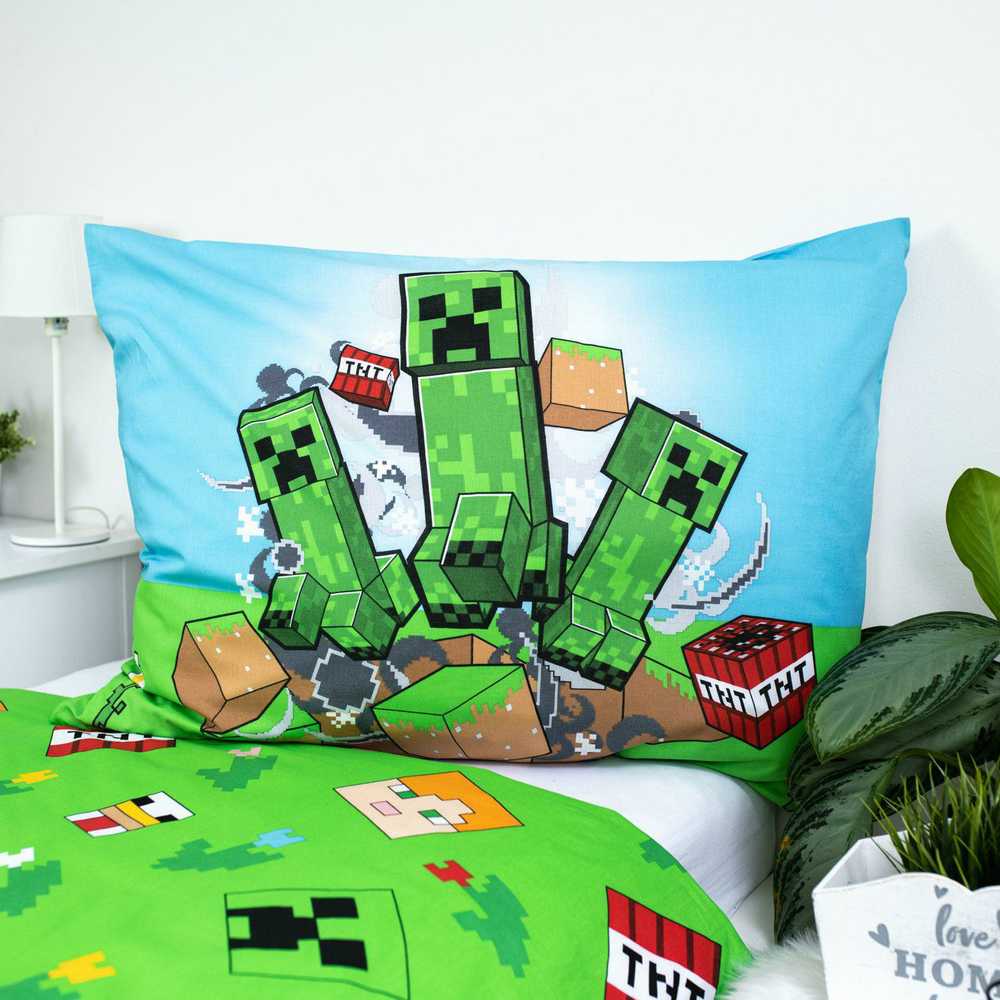 Patalynės komplektas Patalynė bawełniana 140x200 Minecraft Outdoor Mobs poszewka 70x90 Kids25