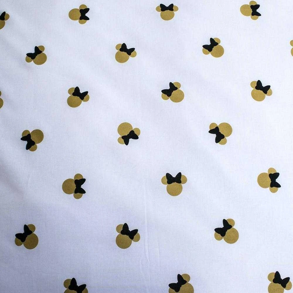 Patalynė bawełniana 140x200 Minnie Gold Mini Myszka 8339 kokardy poszewka 70x90 balta smėlio sp.