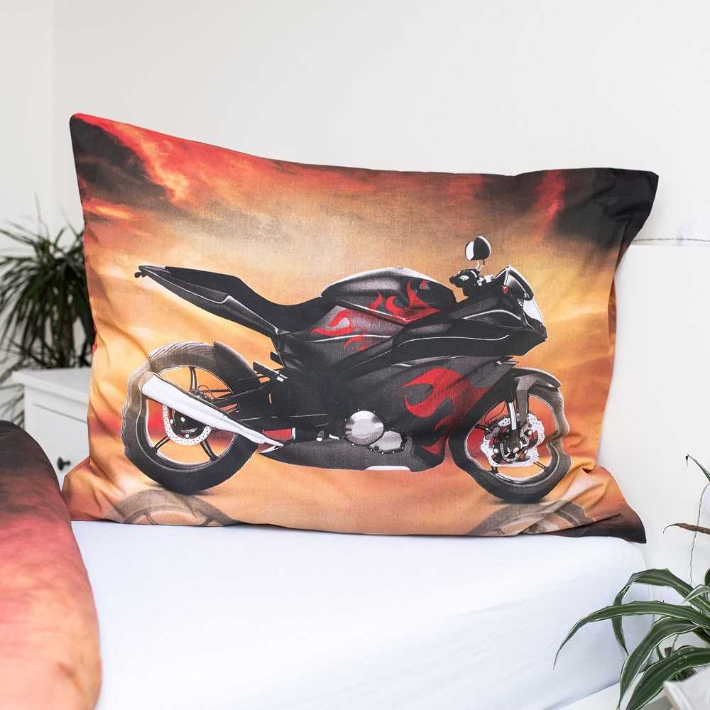Patalynė bawełniana 140x200 Motor Motorbike Raudona juoda raudona poszewka 70x90