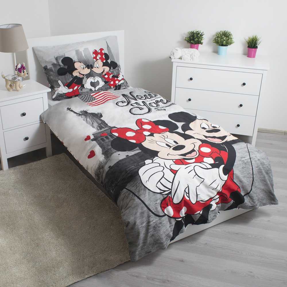 Patalynė bawełniana 140x200 Myszka Mini i Miki New York Love poszewka 50x70 JF 02