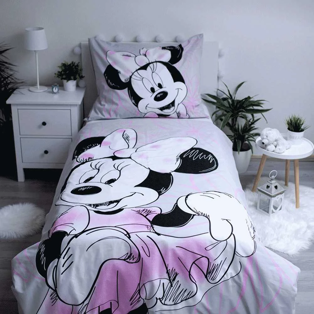 Patalynė bawełniana 140x200 Myszka Mini 1575 Minnie Mouse poszewka 70x90 JF 02