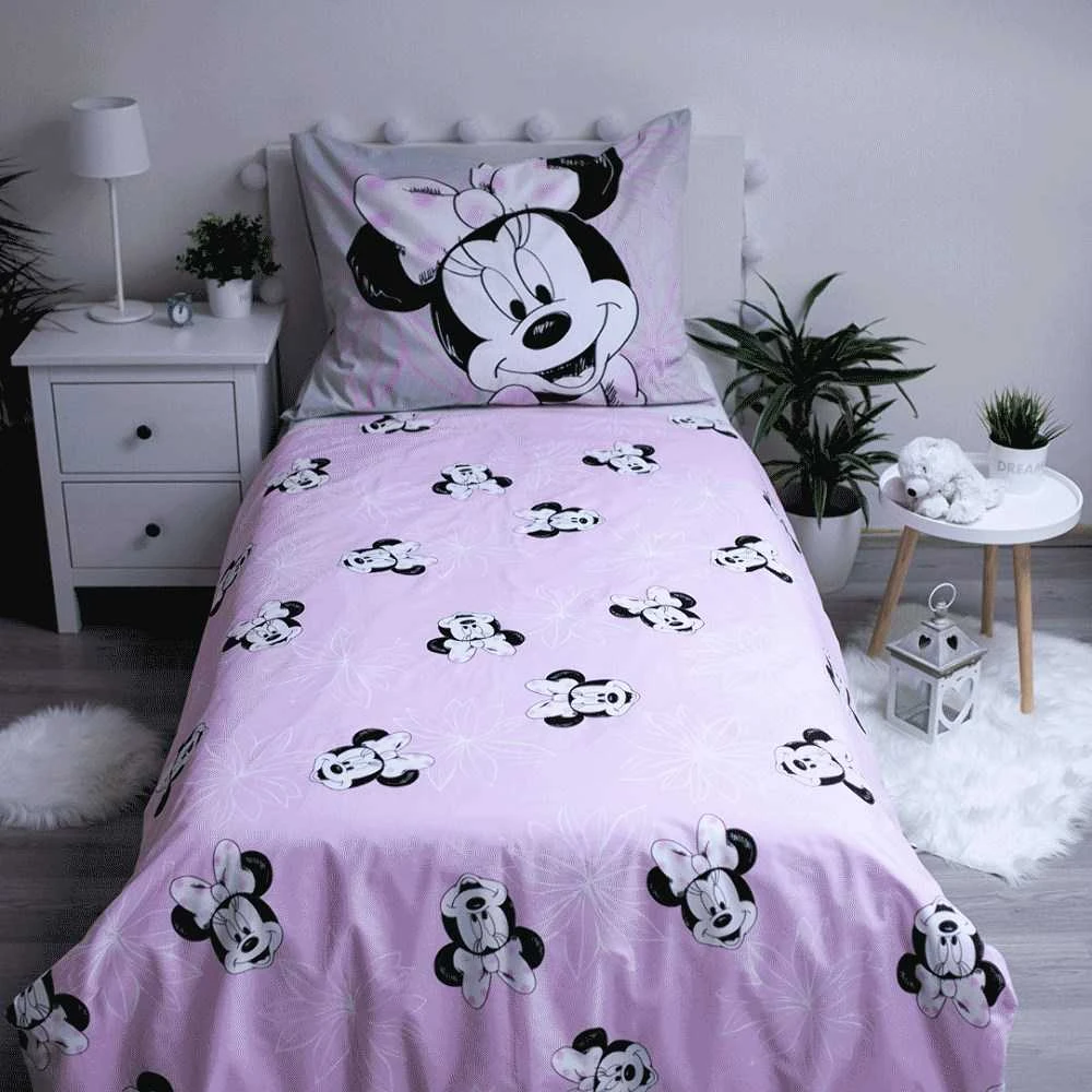 Patalynė bawełniana 140x200 Myszka Mini 1575 Minnie Mouse poszewka 70x90 JF 02