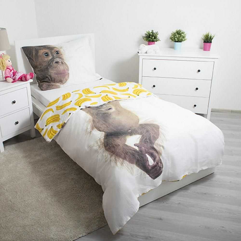 Patalynė bawełniana 140x200 Orangutan 8149 wesoła małpka małpa banany poszewka 70x90