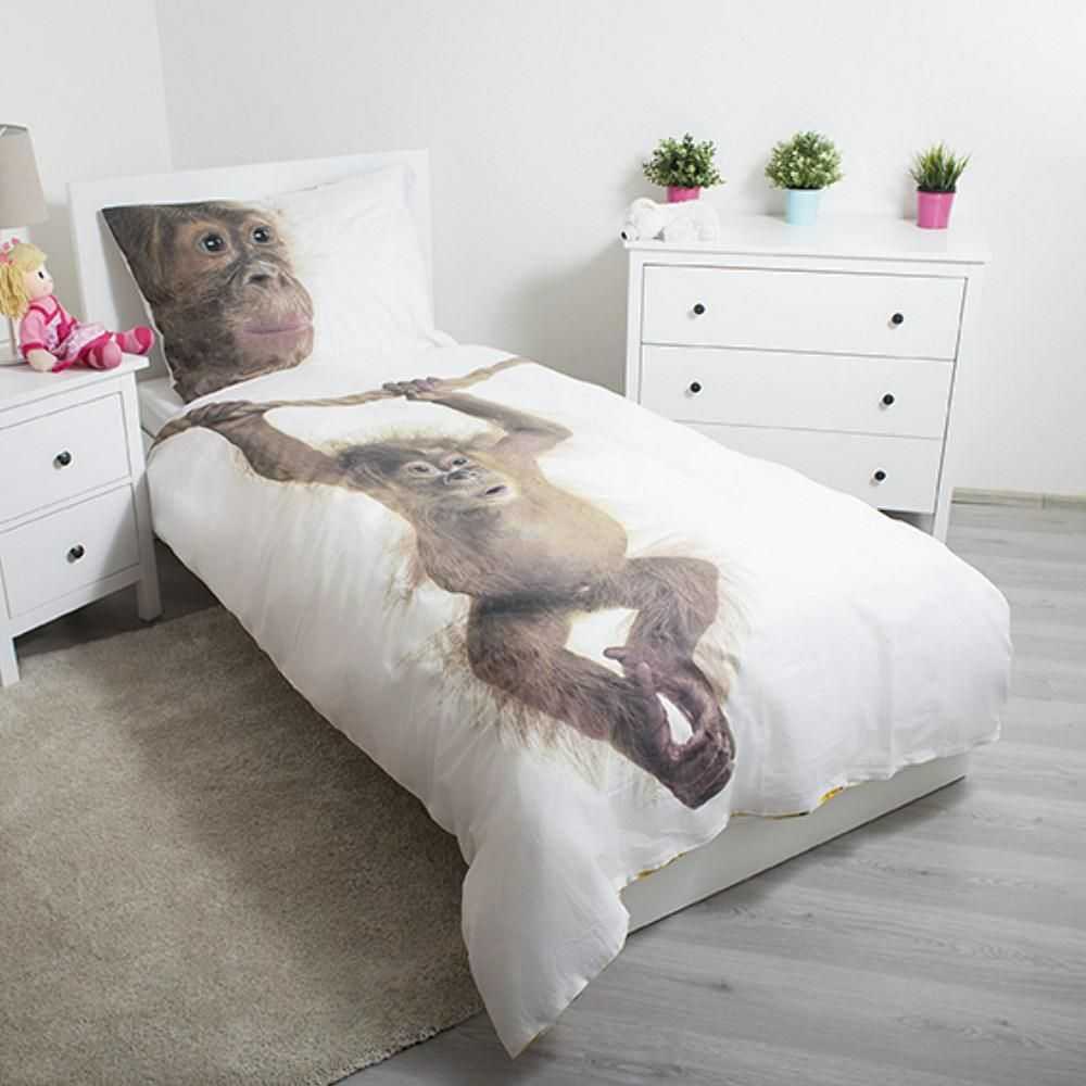 Patalynė bawełniana 140x200 Orangutan 8149 wesoła małpka małpa banany poszewka 70x90