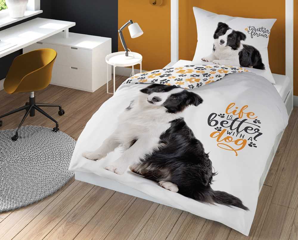 Detexpol Border Coli šunų patalynės komplektas 140x200 medvilnė 100% oeko tex