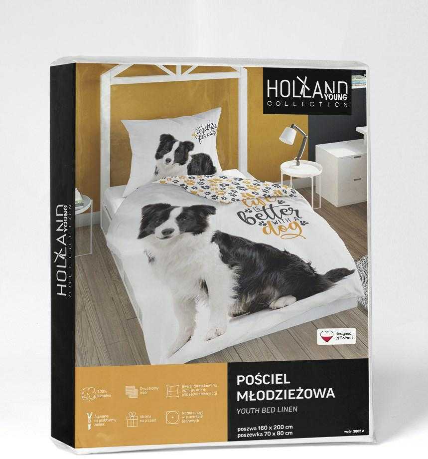 Detexpol Border Coli šunų patalynės komplektas 140x200 medvilnė 100% oeko tex