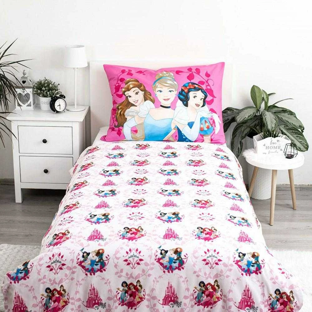Patalynė bawełniana 140x200 Princess Princesės rožinė poszewka 70x90 JF24