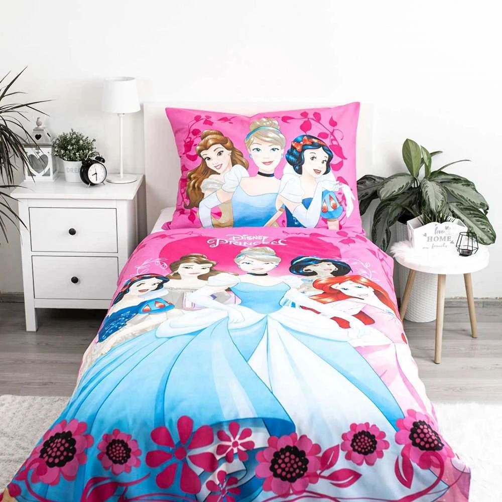 Patalynė bawełniana 140x200 Princess Princesės rožinė poszewka 70x90 JF24