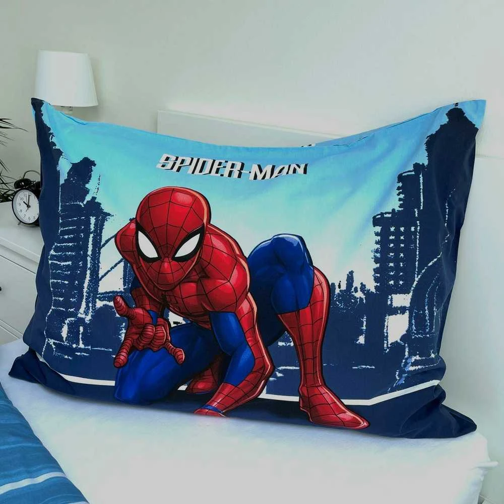 Patalynė bawełniana 140x200 Spider-man człowiek pająk mėlyna poszewka 70x90 JF 02
