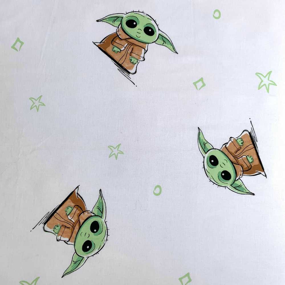 Patalynė bawełniana 140x200 Star Wars Baby Yoda balta žalia poszewka 70x90 August 23