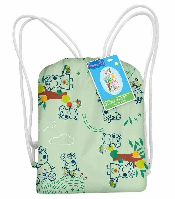 Patalynė bawełniana 140x200 Świnka Peppa pistacjowa PE-3241BL poszewka 70x90 + maišelis bawełniany Halantex