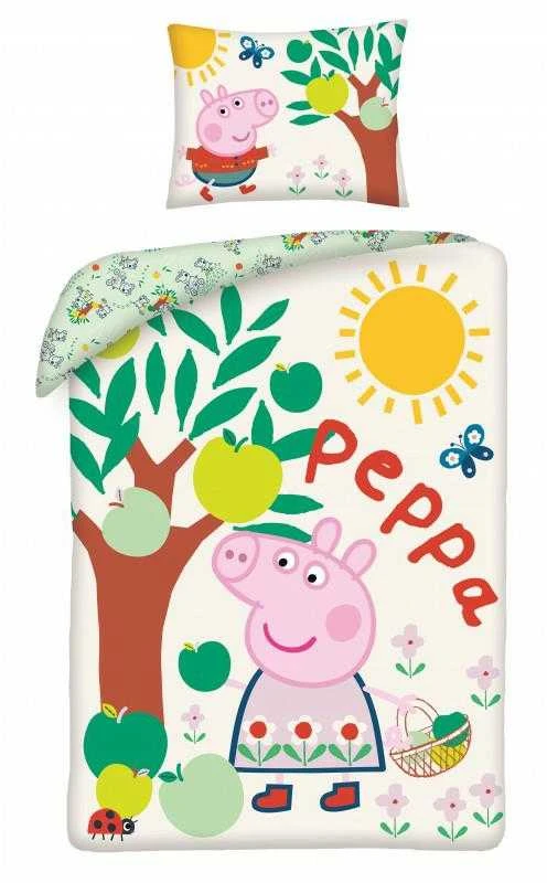 Patalynė bawełniana 140x200 Świnka Peppa pistacjowa PE-3241BL poszewka 70x90 + maišelis bawełniany Halantex