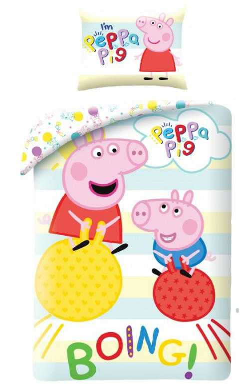 Patalynė bawełniana 140x200 Świnka Peppa kolorowa PE-3265BL poszewka 70x90 + maišelis bawełniany Halantex