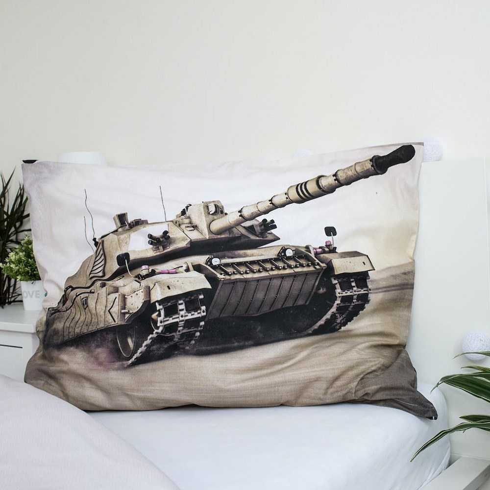 Patalynė bawełniana 140x200 Tank Czołg moro 8483 poszewka 70x90 smėlio sp. młodzieżowa wojskowa