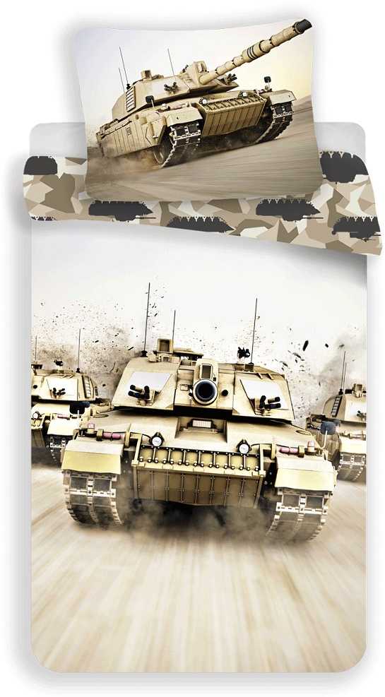 Patalynė bawełniana 140x200 Tank Czołg moro 8483 poszewka 70x90 smėlio sp. młodzieżowa wojskowa