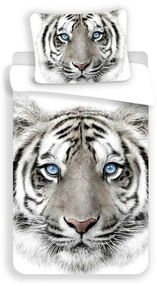 Patalynė bawełniana 140x200 Tygrys balta 8088 Tiger baltas poszewka 70x90