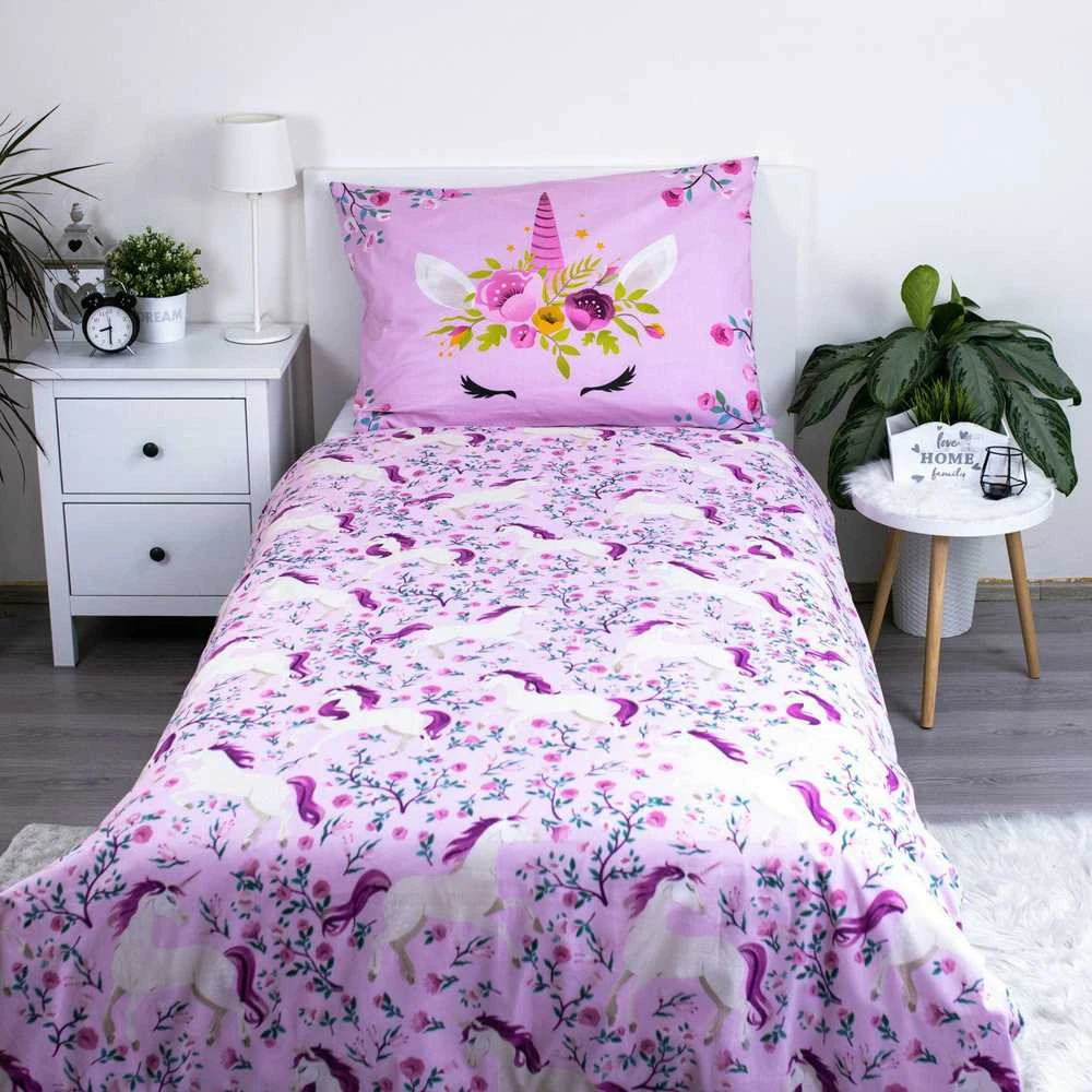Patalynė bawełniana 140x200 Vienaragis Unicorn koń konik kucyk rožinė poszewka 70x90 August 23