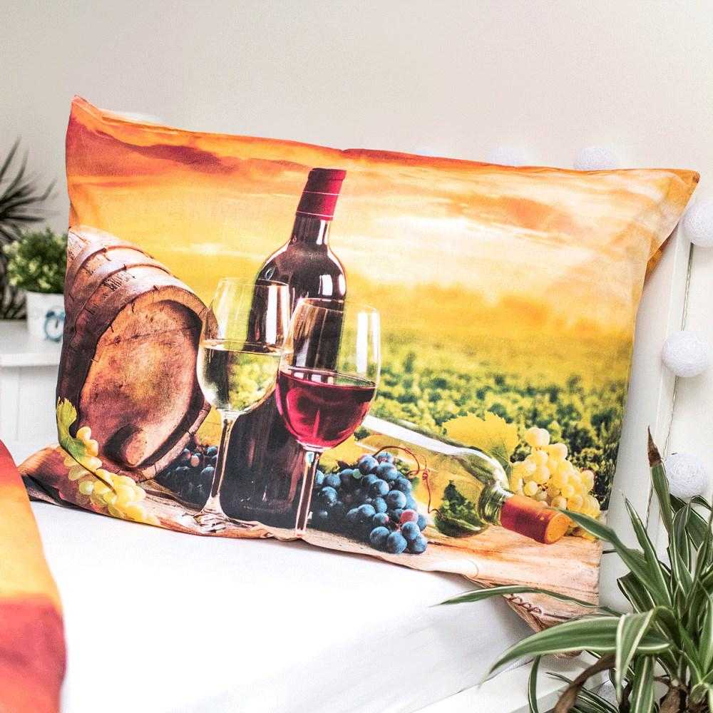 Patalynė bawełniana 140x200 Wino kieliszki poszewka 70x90