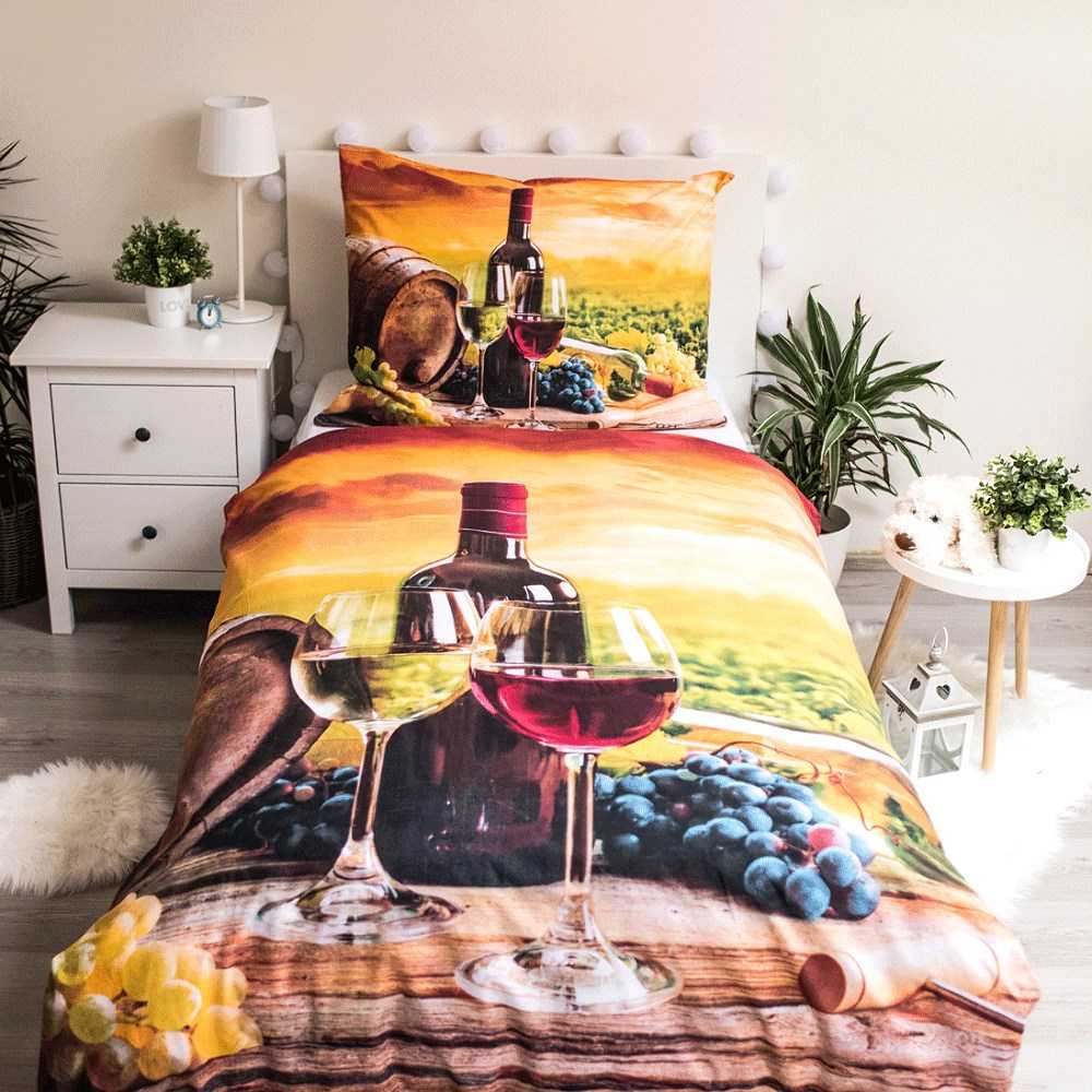 Patalynė bawełniana 140x200 Wino kieliszki poszewka 70x90