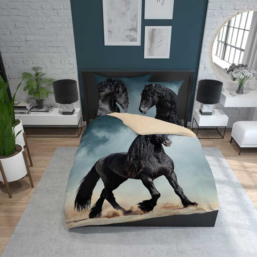 Detexpol Patalynė HOLENDERSKA medvilnė 160x200cm JUODA KOŃ