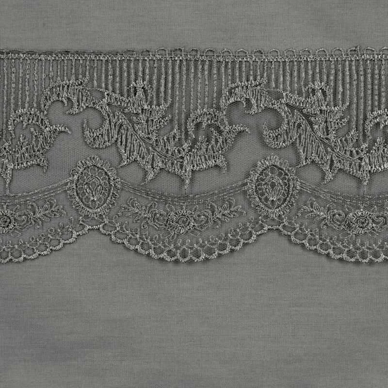 Eurofirany Medvilninės patalynės komplektas 160x200 cm su siuvinėtais nėriniais, tamsiai pilkas vienspalvis antklodės užvalkalas ir pagalvės, prabangus klasikinis dizainas, miegamojo tekstilė Patalynė