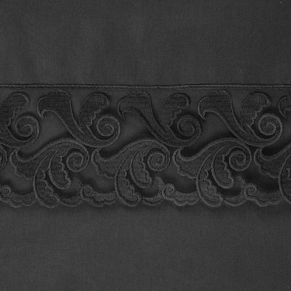 Eurofirany Medvilninis patalynės komplektas 160x200 cm su siuvinėtais nėriniais, vienos spalvos antklodės užvalkalas ir pagalvės, klasikinė miegamojo tekstilė Patalynė