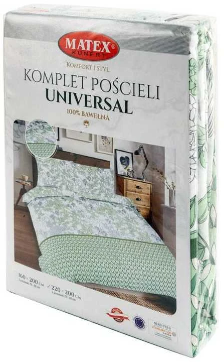 Multitex Patalynė bawełniana 220x200 Liście geometria balta žalia Universal Matex