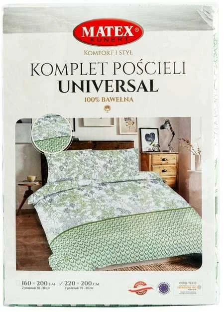 Multitex Patalynė bawełniana 220x200 Liście geometria balta žalia Universal Matex