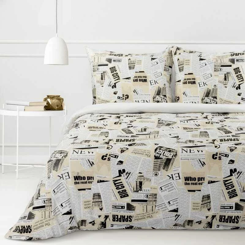 Eurofirany Medvilninis patalynės komplektas, 220x200 cm, pilkas su subtiliu raštu, kvėpuojantis ir hipoalerginis, 105 GSM audinio tankis, miegamojo tekstilė Patalynė
