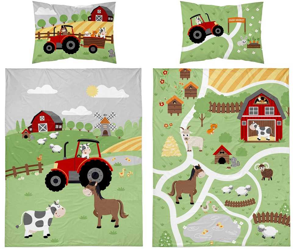 Detexpol Bambuko patalynės komplektas TRAKTOR Farma 90x120 cm bambukas + medvilnė