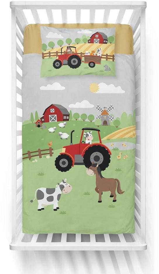 Detexpol Bambuko patalynės komplektas TRAKTOR Farma 90x120 cm bambukas + medvilnė