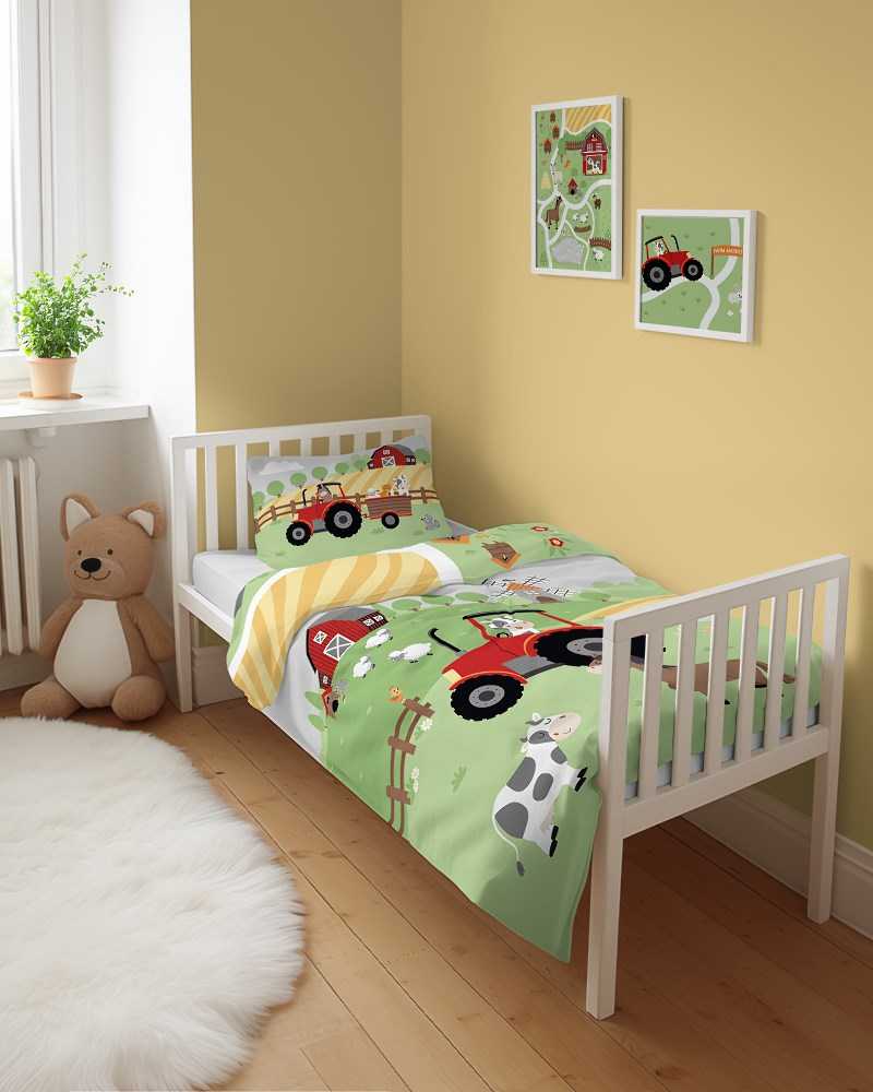 Detexpol Bambuko patalynės komplektas TRAKTOR Farma 90x120 cm bambukas + medvilnė