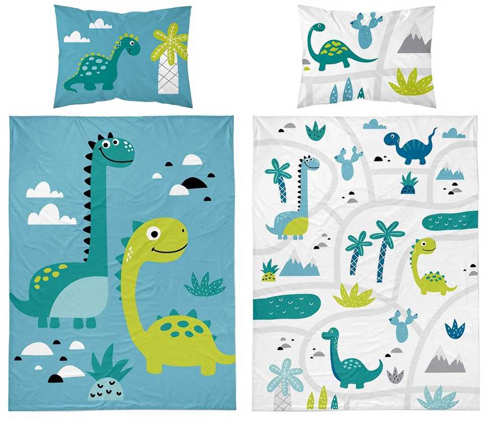 Detexpol VAIKŲ PATALYS 90X120 DINOZAURAI MĖLYNAI ŽALIA LOVIČIUI