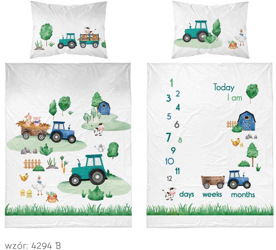 Detexpol Patalynė niemowlęca 90x120 Traktorek Farma BAWEŁNA