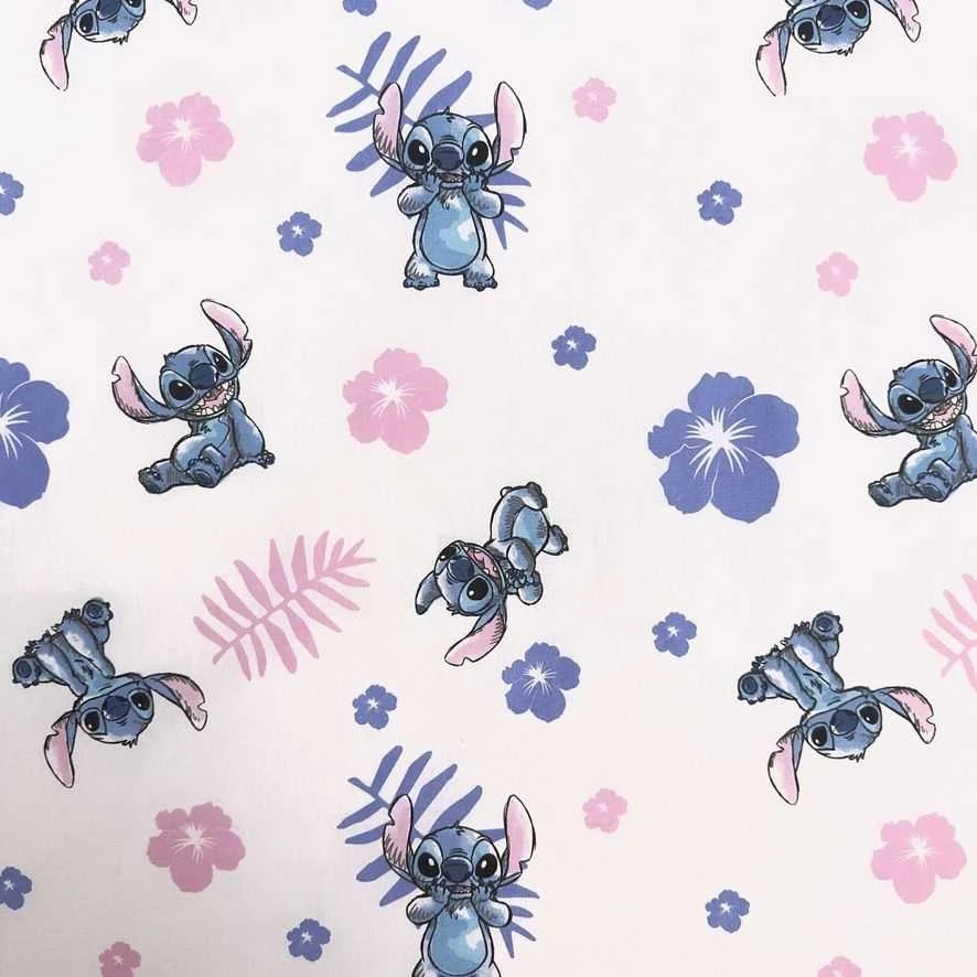 Patalynė bawełniana 140x200 Lilo i Stitch rožinė balta poszewka 70x90 JF 24