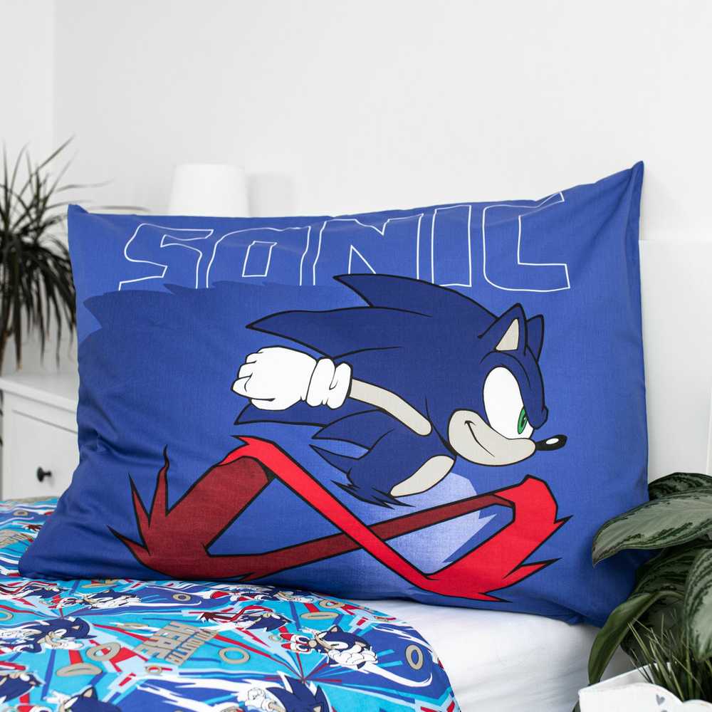 Patalynė bawełniana 140x200 Sonic Let`s go mėlyna poszewka 70x90 JF24