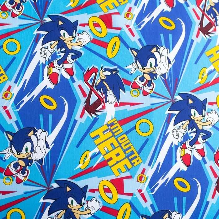 Patalynė bawełniana 140x200 Sonic Let`s go mėlyna poszewka 70x90 JF24